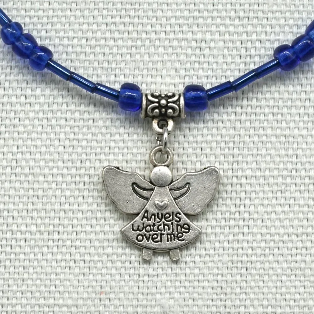 Necklace set with bracelet in blue. - Picture 3 of 3